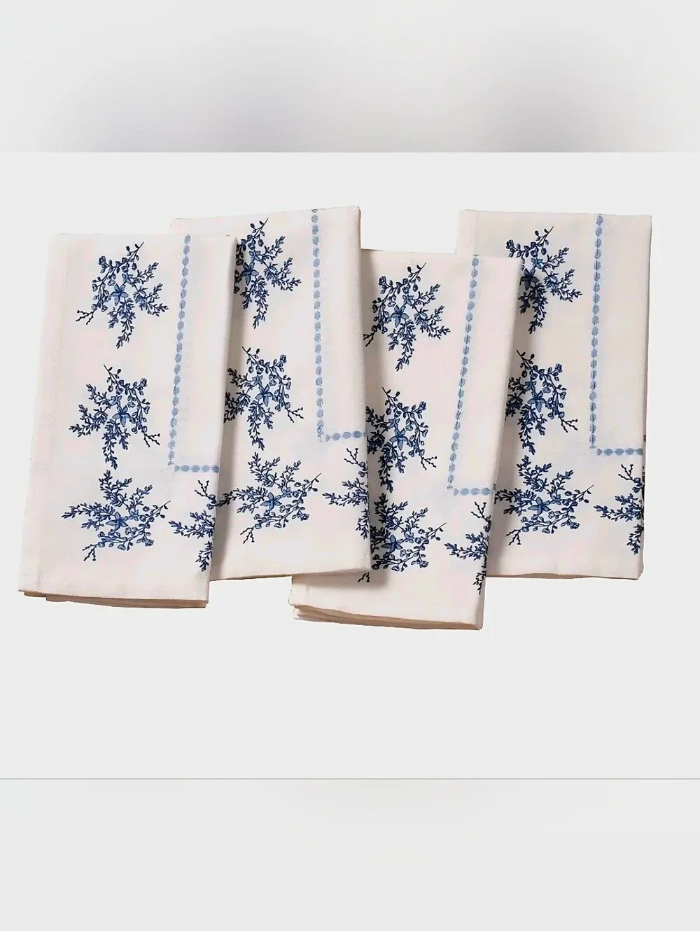 New my Texas House Blue and White Floral Cotton Cloth Napkins 20 x 20